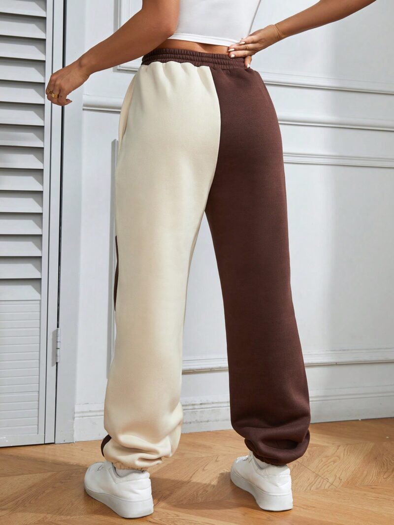 EZwear Colorblock Drawstring Waist Slant Pocket Sweatpants - Image 7