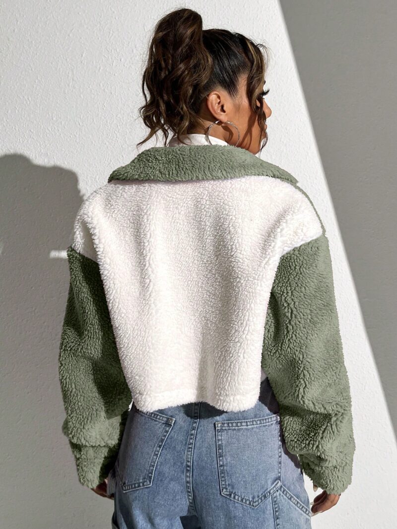 Two Tone Drop Shoulder Crop Corduroy Jacket - Image 3