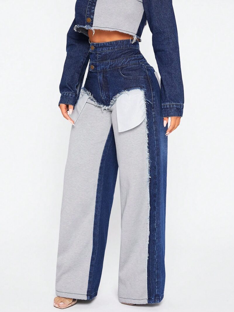 Haute Layered Waist Mixed Media Jeans