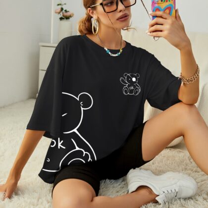 Bear Print Drop Shoulder Tee