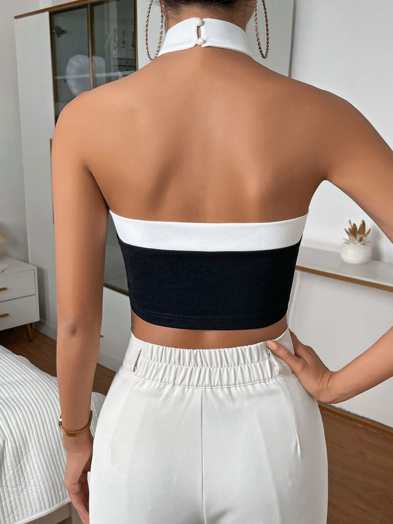 Camisole Contrast Trim Halter Top - Image 4