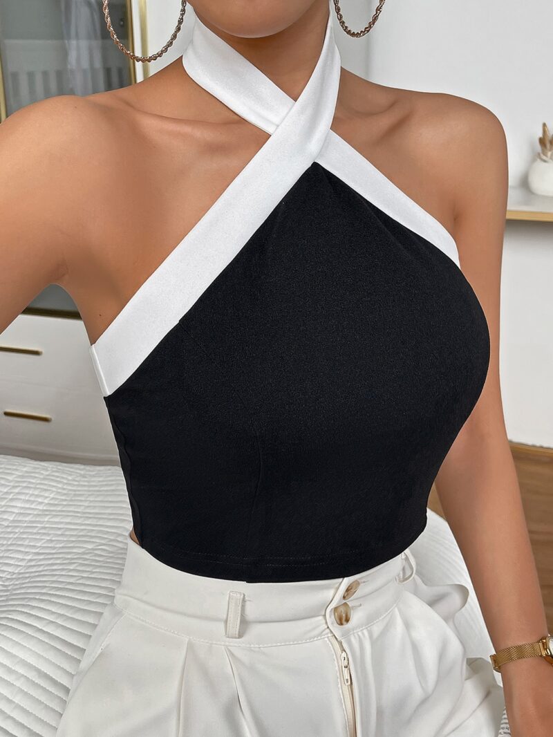 Camisole Contrast Trim Halter Top