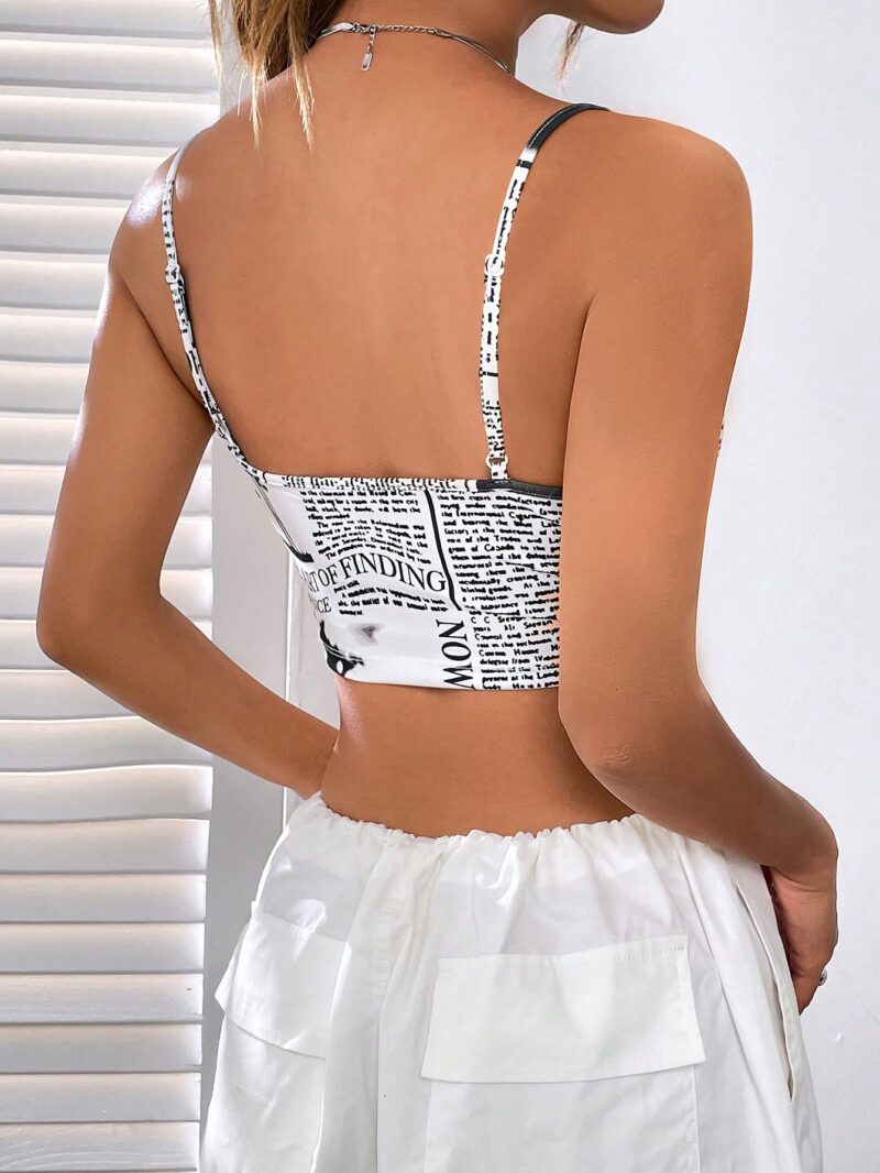 Newspaper Print Bandana Hem Cami Top - Image 5