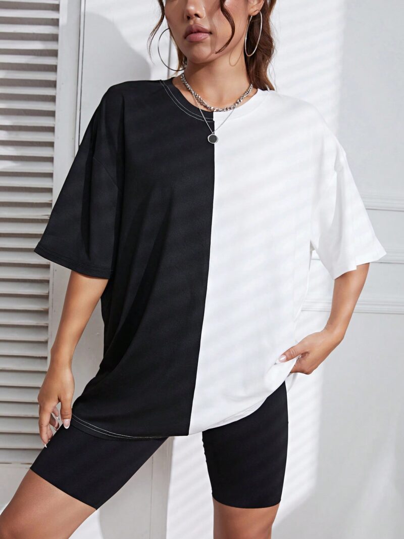 Two Tone Drop Shoulder Tee - Image 2