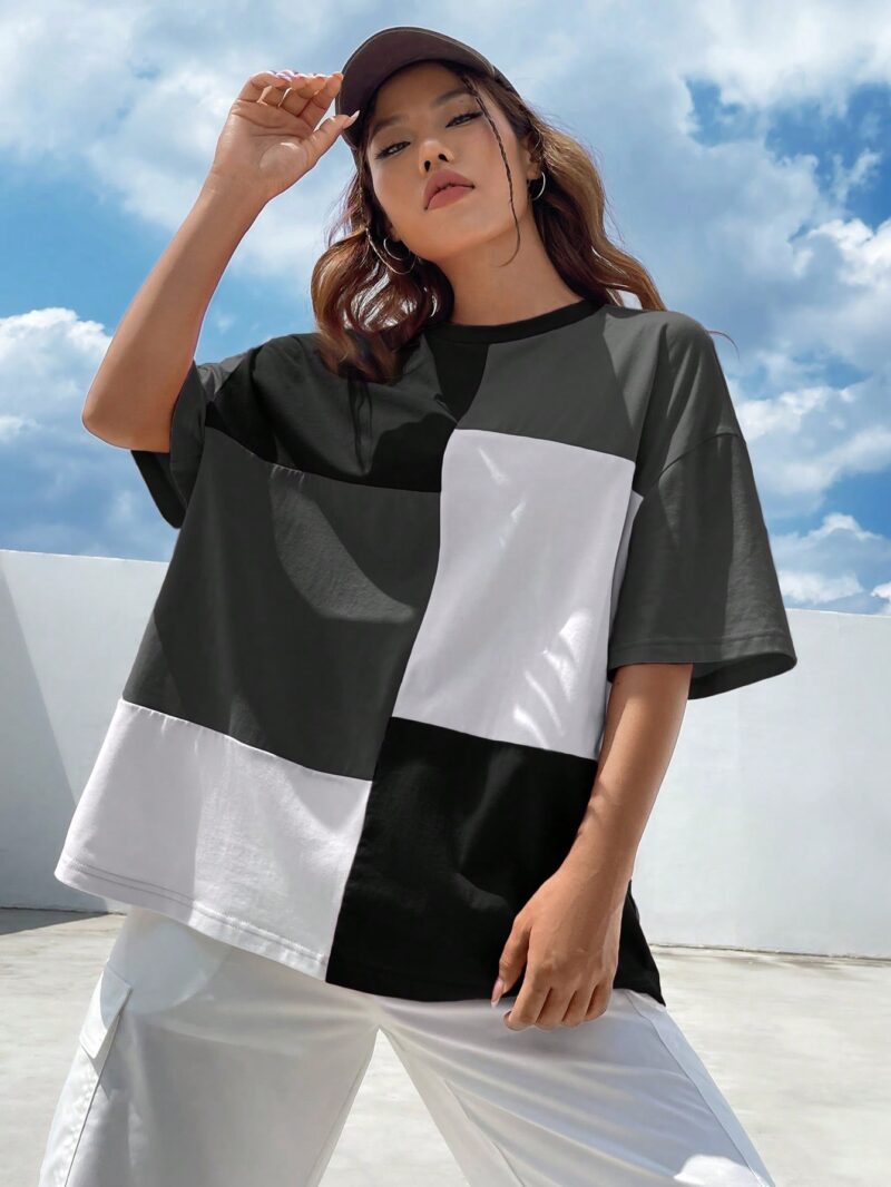 Colourblock Drop Shoulder Tee - Image 4