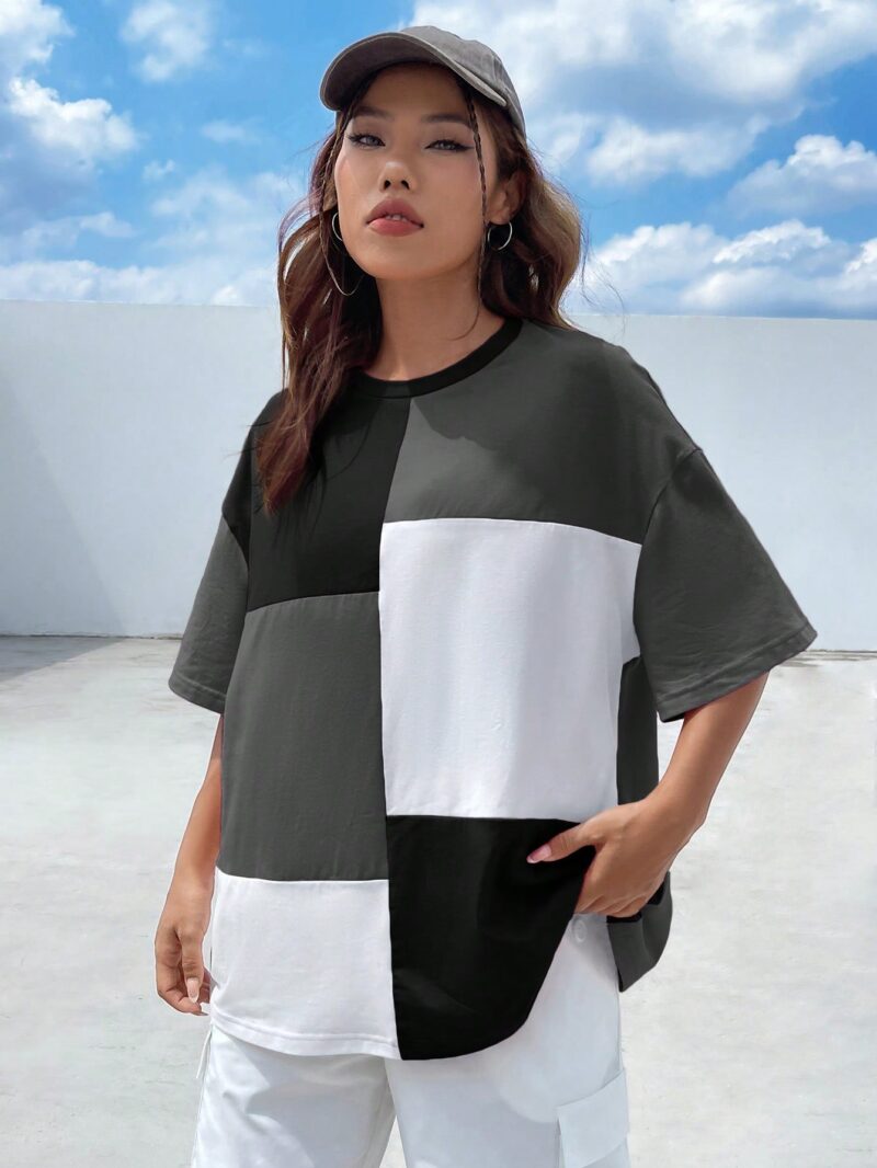 Colourblock Drop Shoulder Tee - Image 2