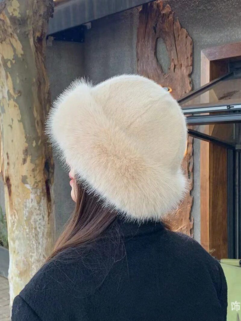 Winter Furry Hat, European & Korean Style Warm Headwear, Solid Color Cute & Versatile, Thicker Design - Image 5