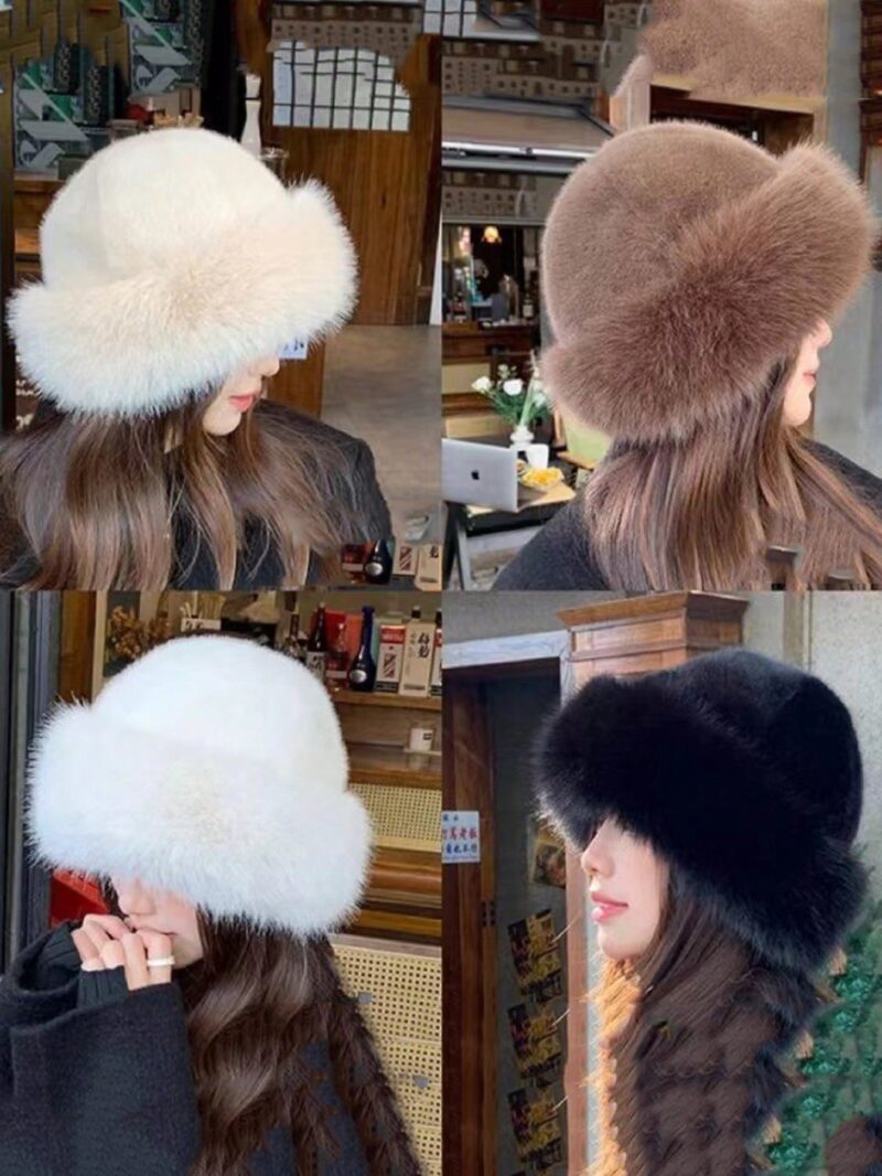 Winter Furry Hat, European & Korean Style Warm Headwear, Solid Color Cute & Versatile, Thicker Design - Image 7