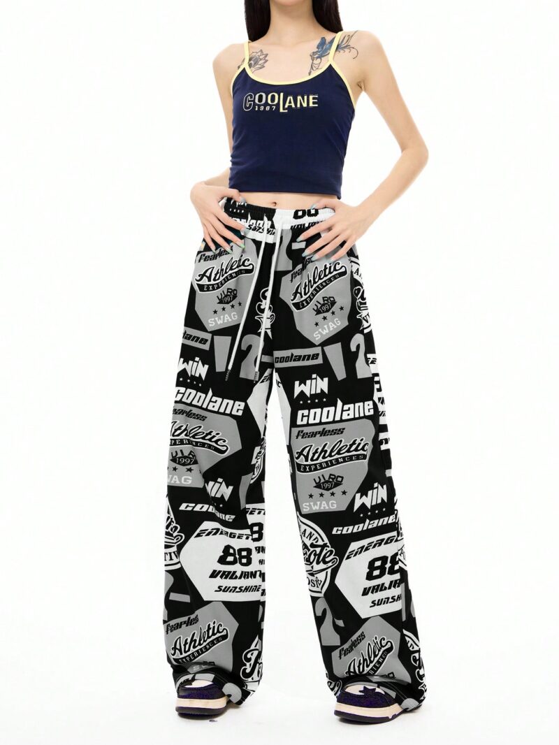 Hip Hop Casual Number Pattern Color-Blocked Soccer Sweatpants - Image 6