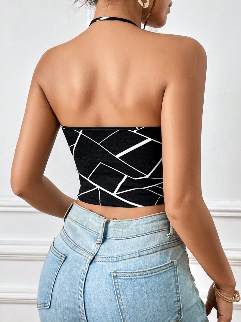 Print Open Back Halter Top - Image 2