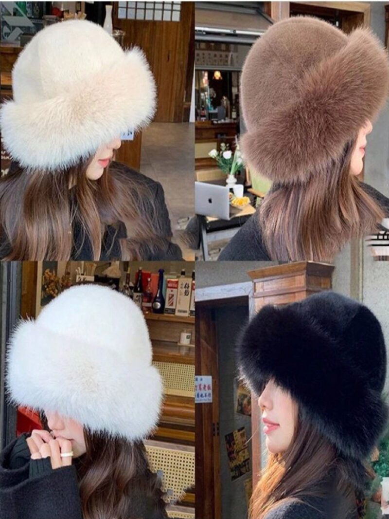 Winter Furry Hat, European & Korean Style Warm Headwear, Solid Color Cute & Versatile, Thicker Design