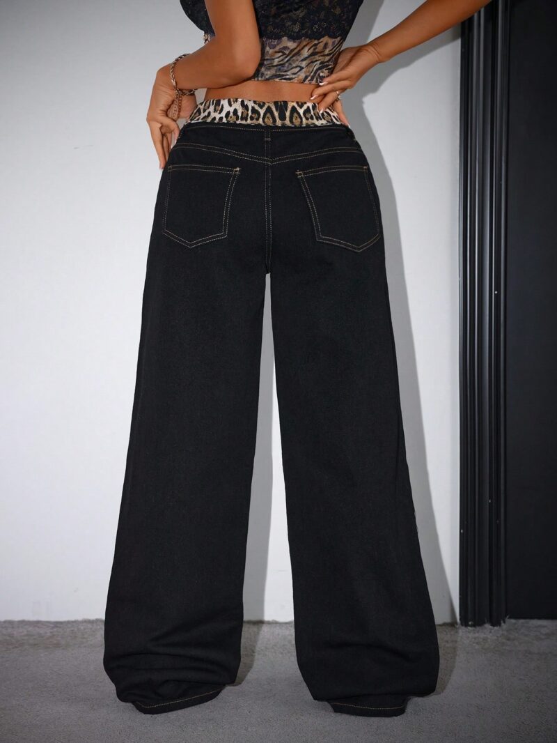 Streetwear Low Waist Leopard Print Wide Leg Jeans - Image 4