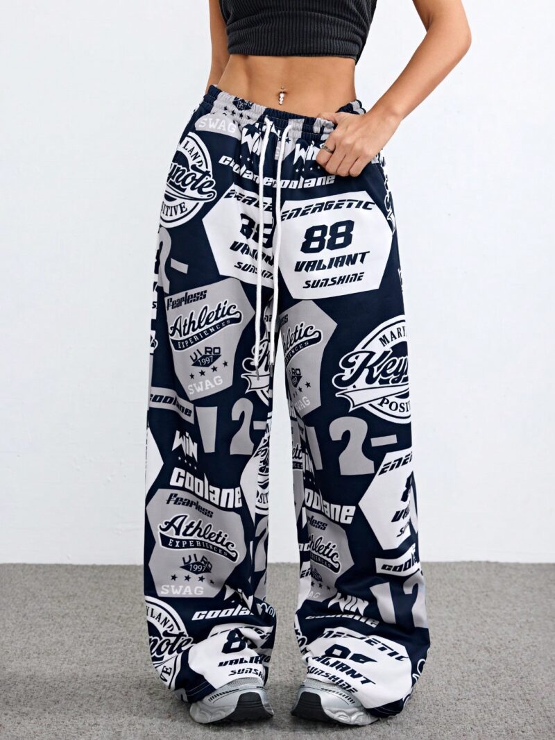 Hip Hop Casual Number Pattern Color-Blocked Soccer Sweatpants - Image 7