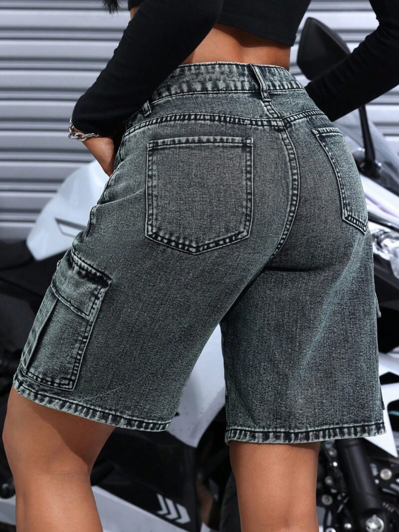 Denim Shorts With Pocket Design - Image 6