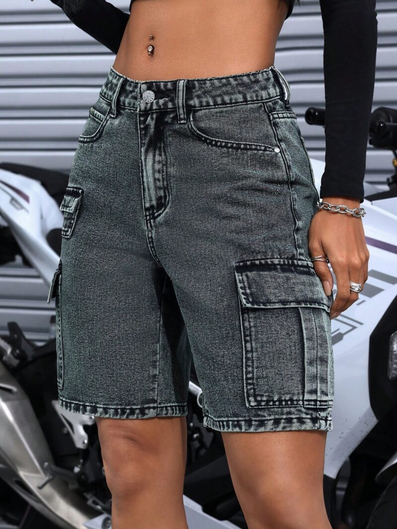 Denim Shorts With Pocket Design